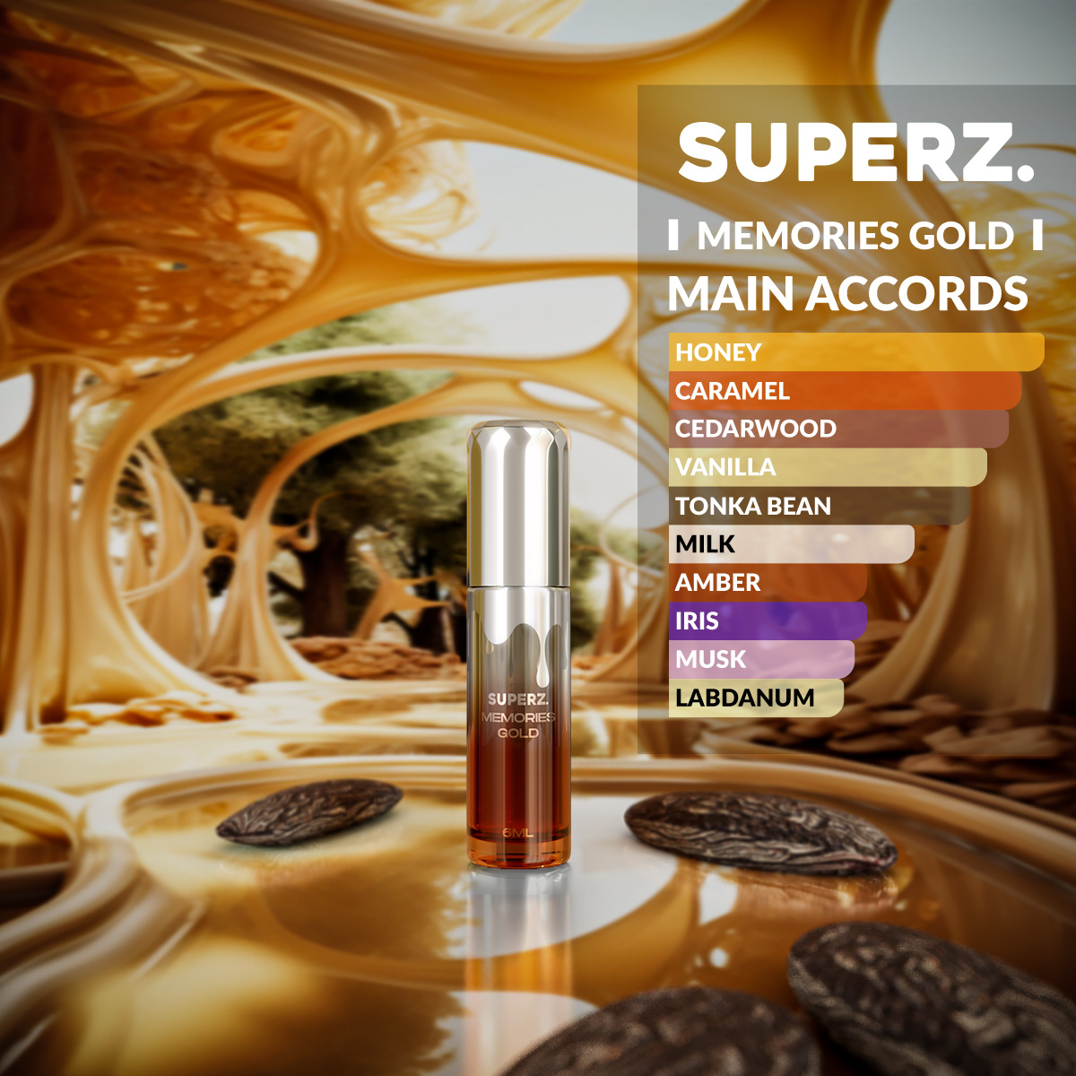 Memories Gold - Huile parfumée exclusive 100 % 6 ml - Unisexe