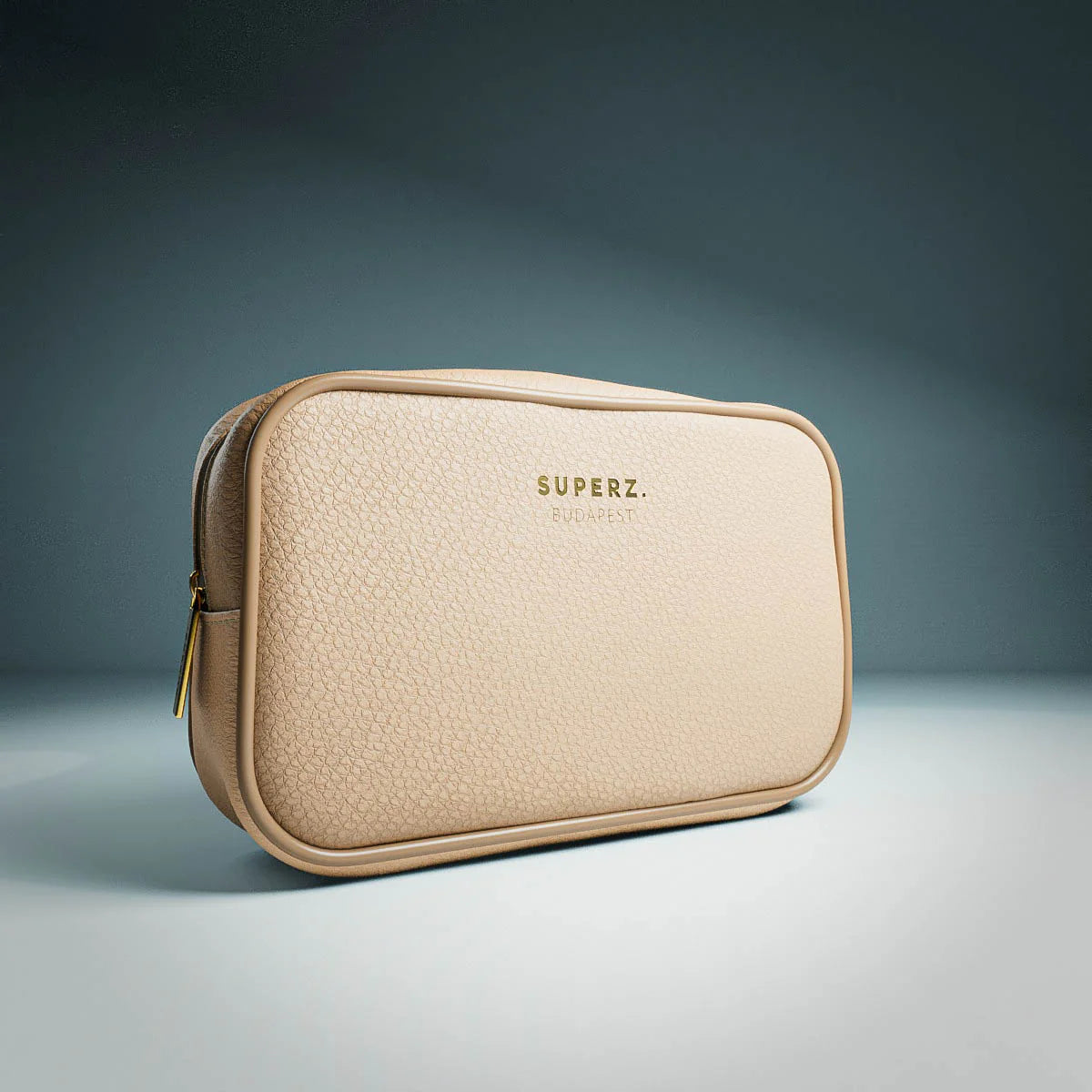 Trousse de toilette en cuir vegan de qualité supérieure - beige