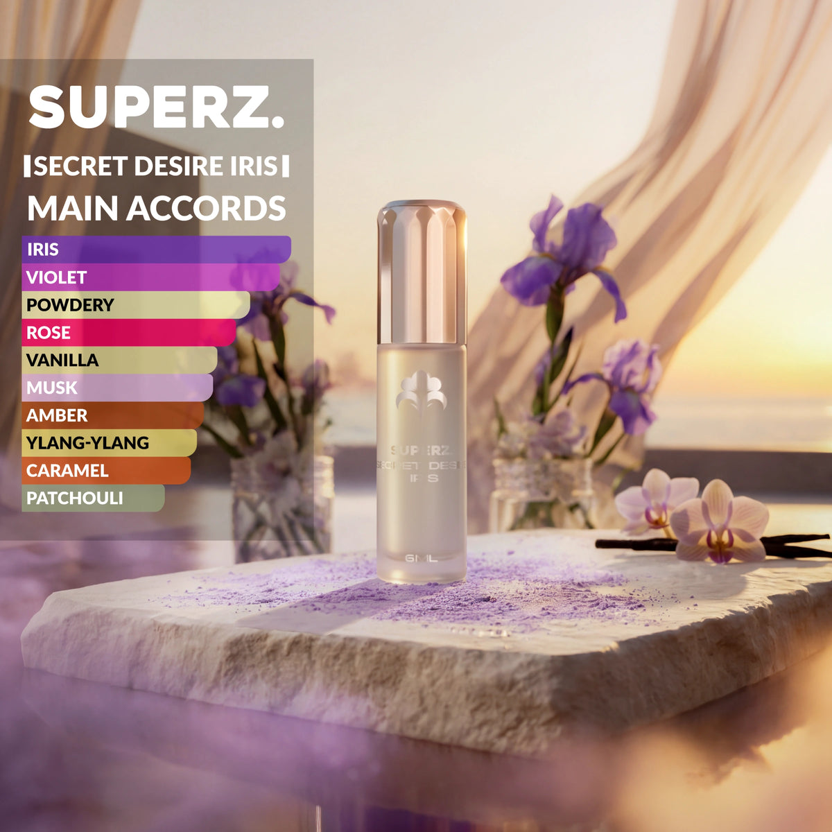 Secret Desire Iris - 6 ml Huile de parfum exclusive 100% - Unisexe