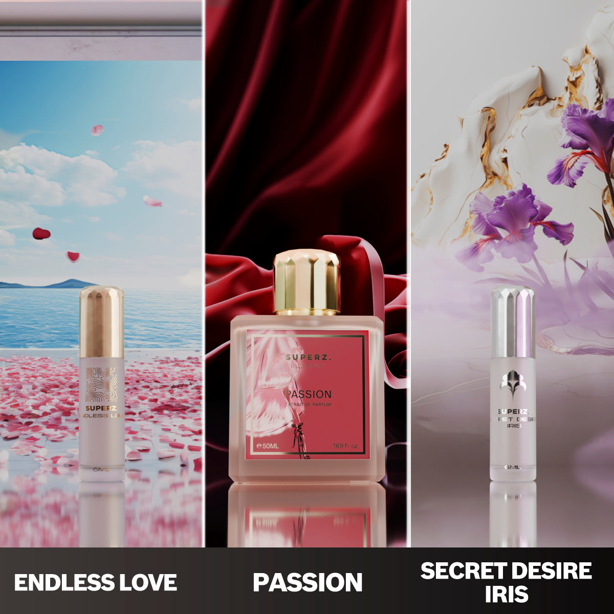 Forbidden Elegance - Passion 50ml & Secret Desire Iris 6ml & Endless Love 6ml - Pre ženy/Unisex