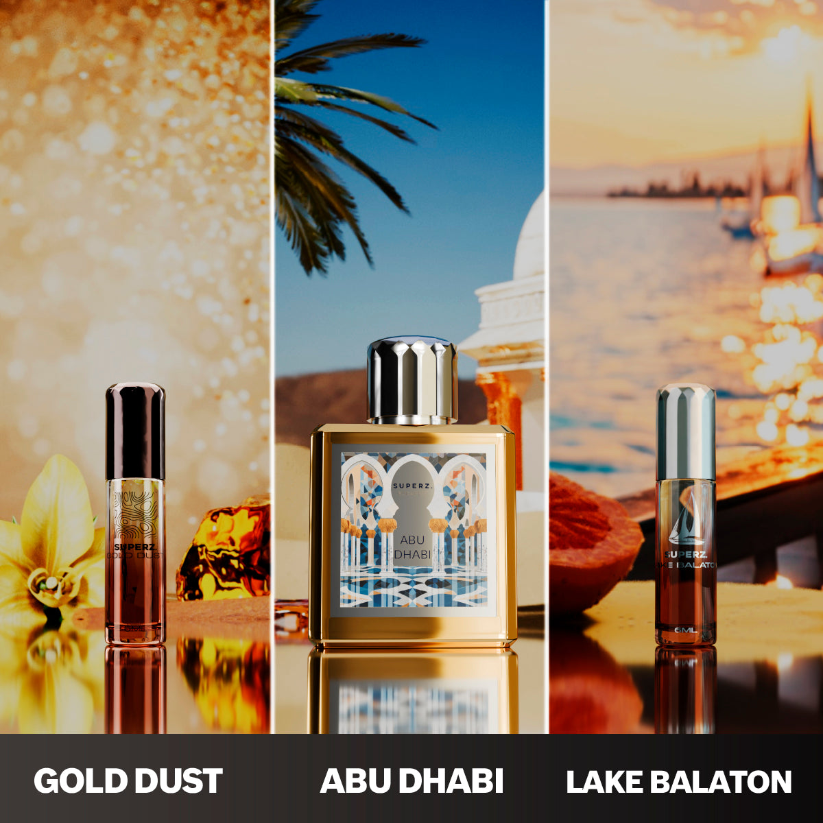 Golden Hour - Abu Dhabi 50ml & Gold Dust 6ml & Lake Balaton 6ml - Pre mužov/Unisex