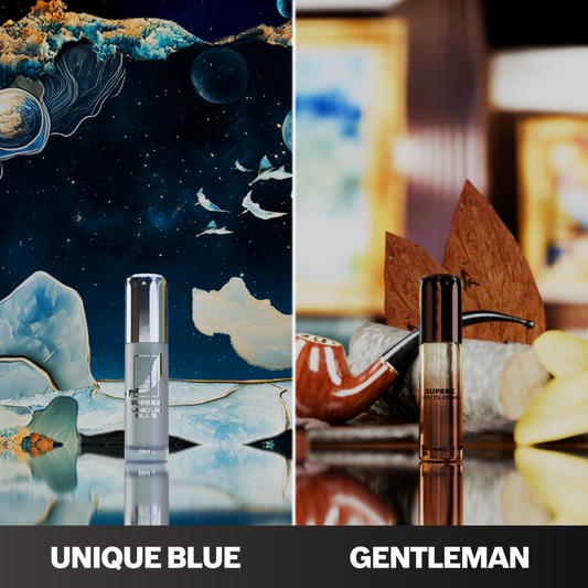 Unique Blue & Gentleman - 2x6 ml Exclusive 100% Perfume oil - Man/Unisex